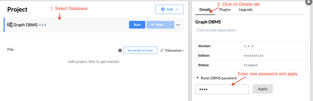 Reset password on Neo4j desktop